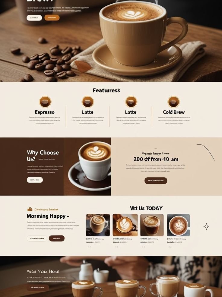 specialty coffee elegant café landing page design